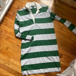 J. Crew Always Green and White Striped Rugby Dress